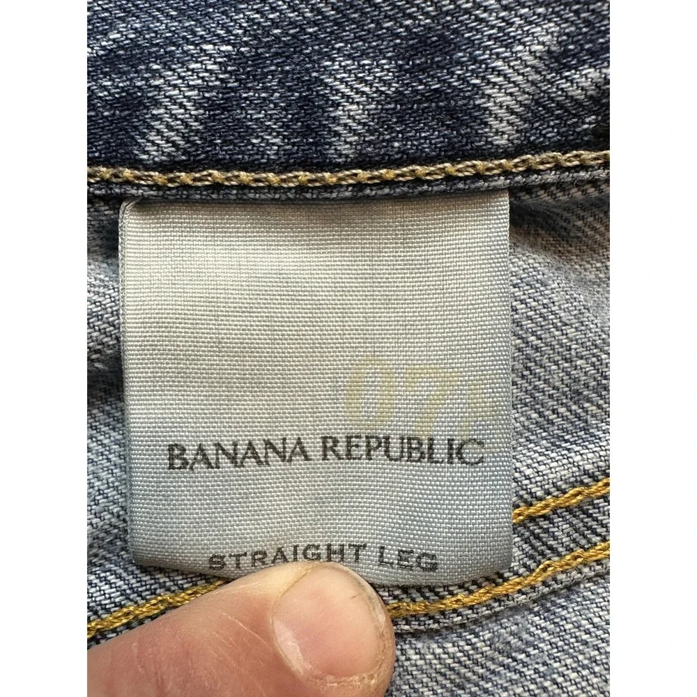 VTG Banana Republic Jeans Mens 32x34(32x32) Light Wash Straight Distressed Denim